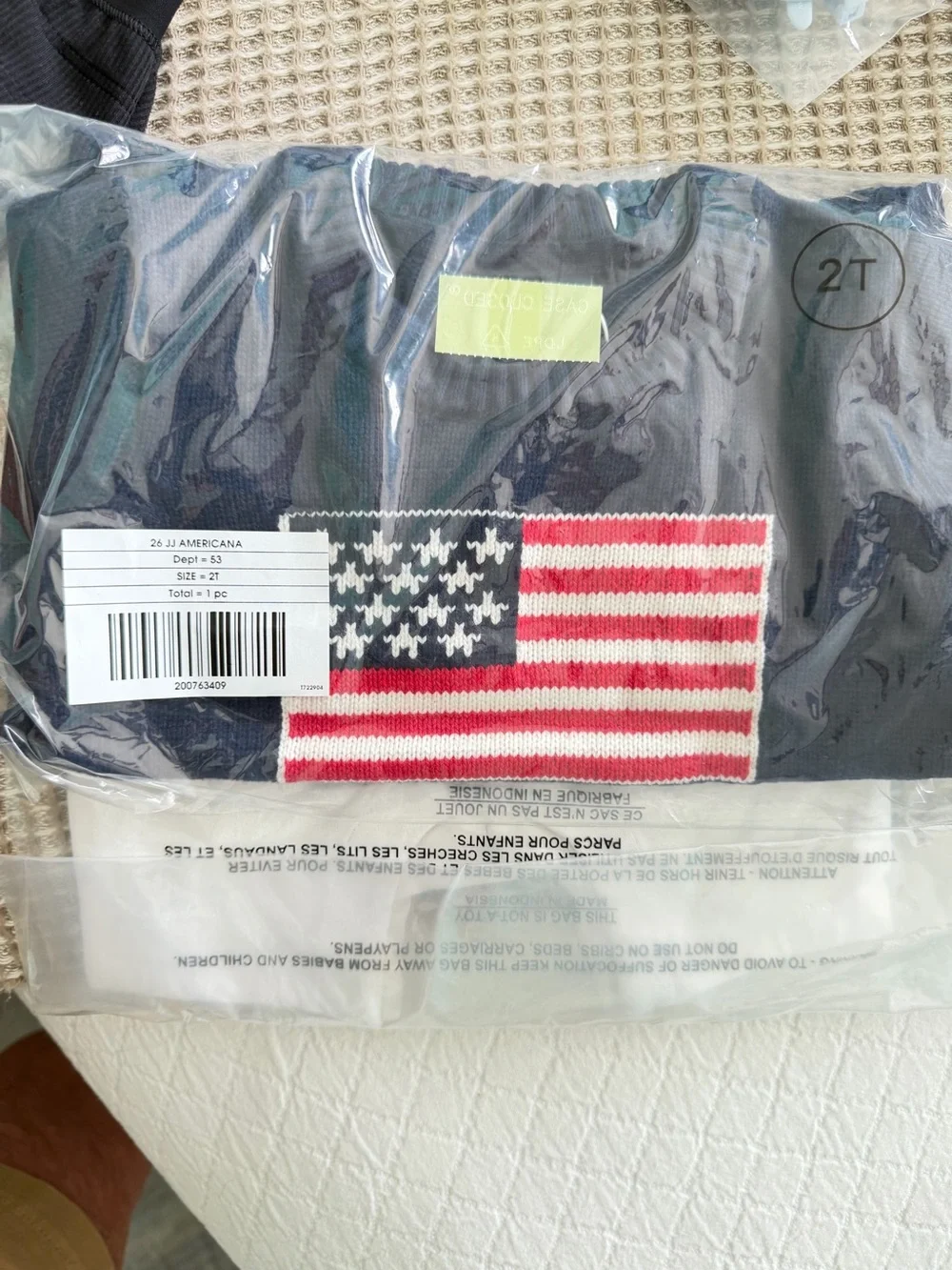 Patriotic American Flag Knit Navy sweater by Janie and Jack two T new package